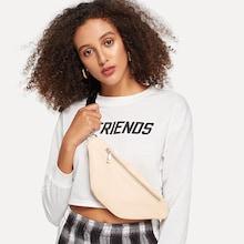 Shein Chain Detail Pu Bum Bag
