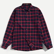 Shein Men Button Front Collar Plaid Top