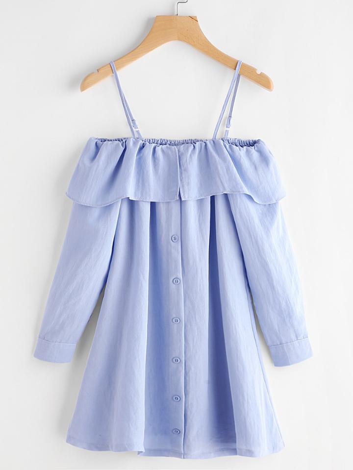 Shein Cold Shoulder Single Breasted Dress