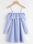 Shein Cold Shoulder Single Breasted Dress