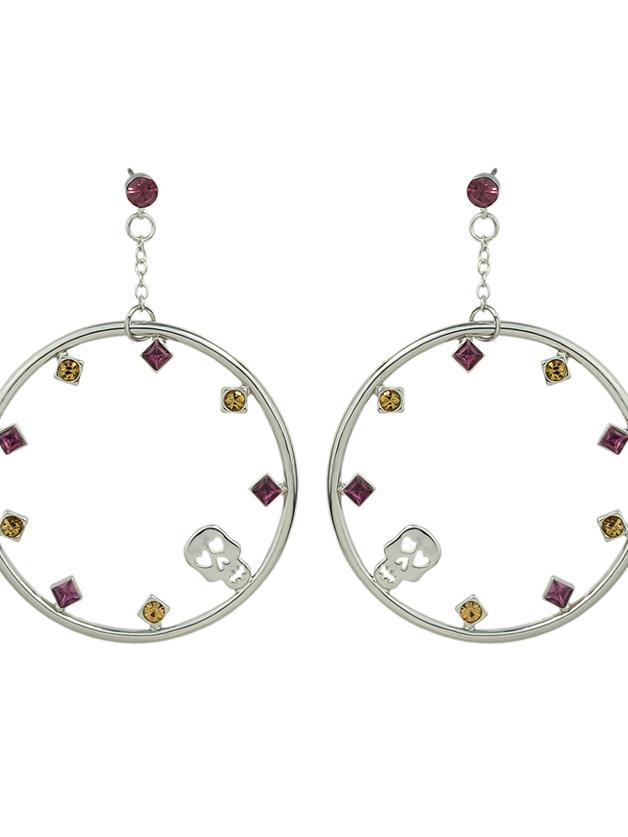 Shein Silver Rhinestone Big Round Drop Earrings