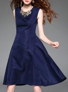 Shein Navy Crew Neck Pockets A-line Dress
