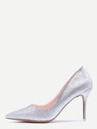 Shein Silver Glitter Pointed Toe Pumps