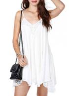 Rosewe Laconic Strap Design Open Back White Mini Dress