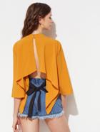 Shein Kimono Sleeve Split Back Hanky Hem Top