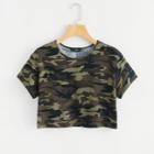 Shein Camo Print Crop Tee