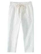 Shein White Pockets Drawstring Elastic Waist Linen Pants