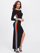 Shein Striped Side Asymmetrical Form Fitting Dress