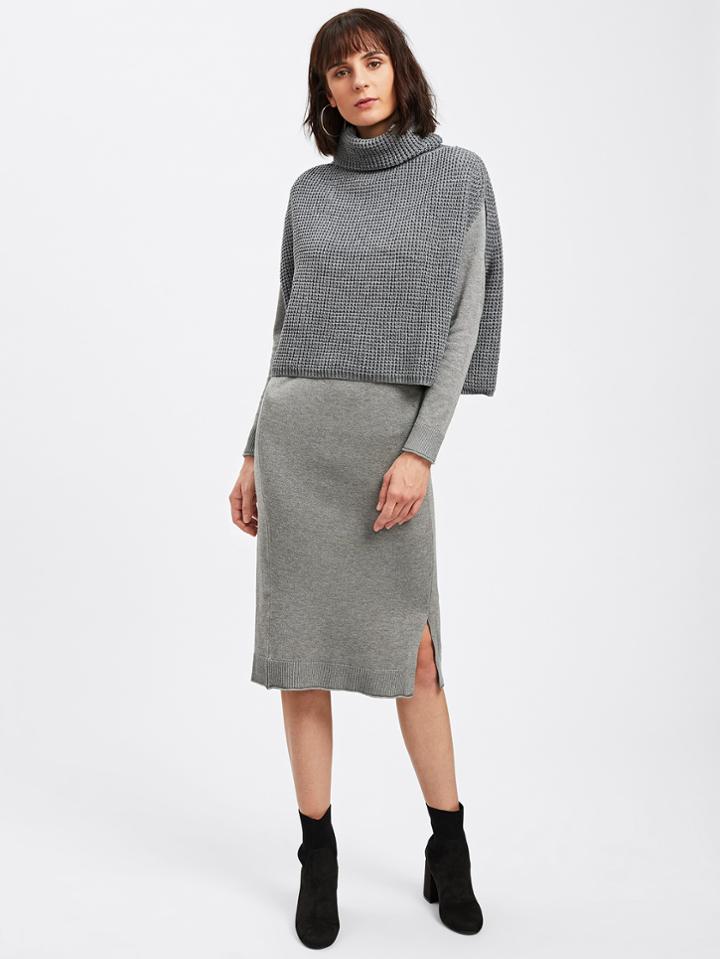Shein Rolled Neck Cape Sweater & Dress Set