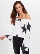 Shein Asymmetric Shoulder Star Print Blouse