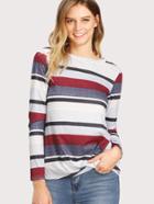 Shein Twist Hem Striped T-shirt