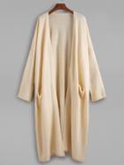 Shein Apricot Drop Shoulder Longline Sweater Coat With Pocket