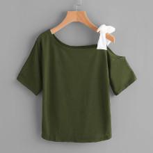 Shein Tie One Shoulder Tee