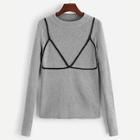 Shein Round Neck Bra Pattern Sweater