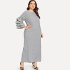 Shein Plus Tiered Ruffle Sleeve Marled Dress