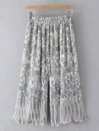Shein White Printed Ruffle Wide Leg Pants