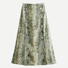 Shein Double-breasted Snakeskin Print Skirt