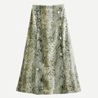 Shein Double-breasted Snakeskin Print Skirt