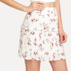Shein Frill Detail Tiered Botanical Skirt