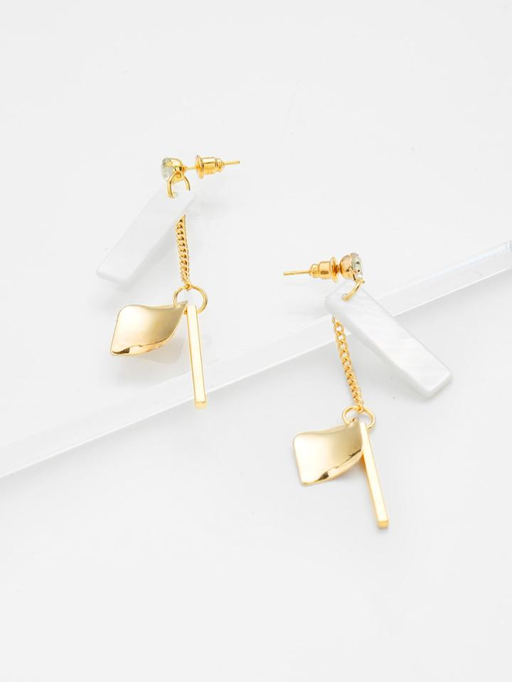 Shein Rhinestone Detail Geometric Drop Earrings