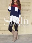Shein White Color Block Pockets T-shirt