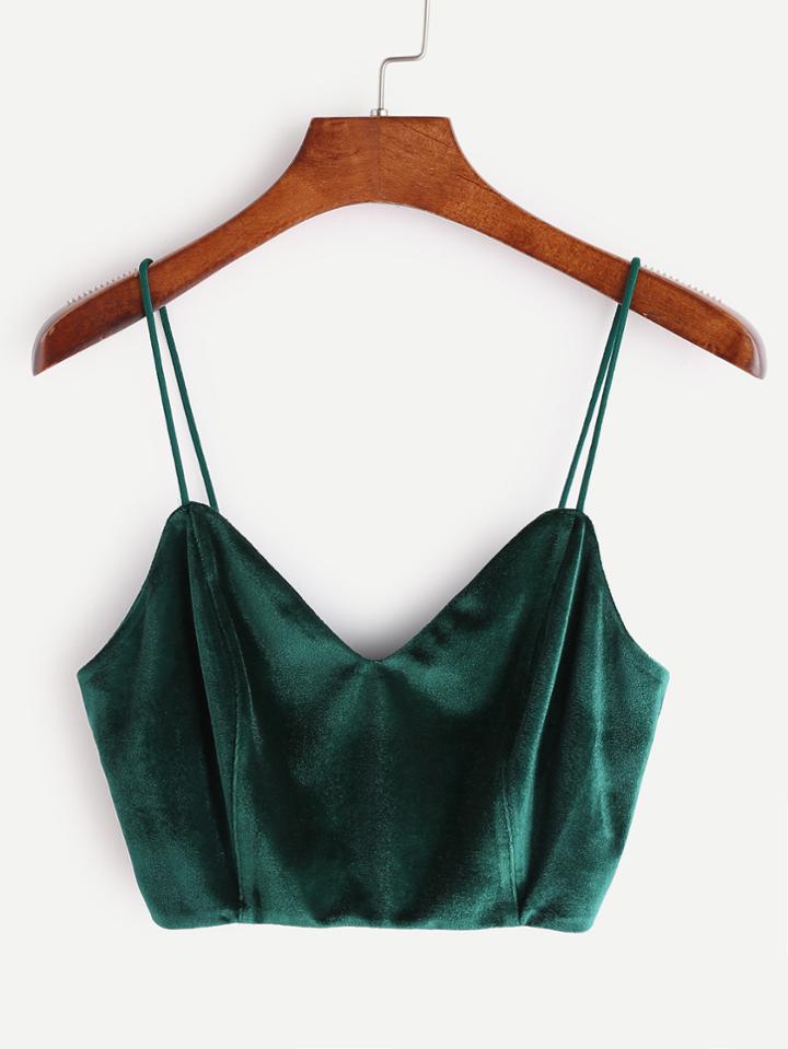 Shein Zip Back Velvet Cami Top