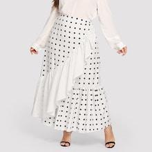 Shein Plus Wide Waistband Polka Dot Skirt