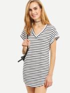 Shein V Neck Striped T-shirt Dress