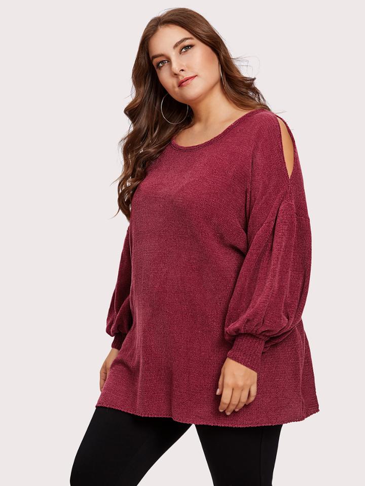 Shein Slit Shoulder Lantern Sleeve Jumper