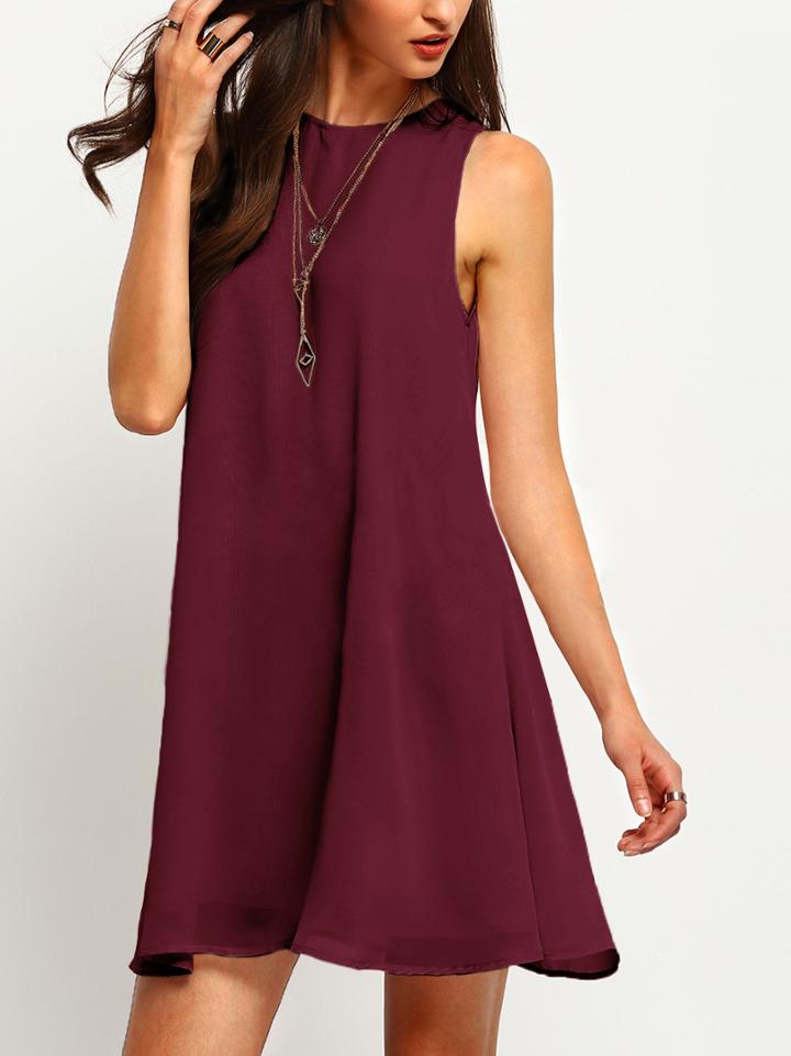 Shein Buttoned Keyhole Back Flowy Dress