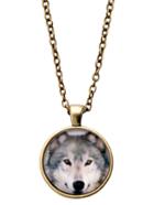 Shein Bronze Animal Print Glass Pendant Necklace
