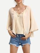 Shein Apricot Lace Up Dropped Shoulder Seam Shirt