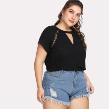 Shein Plus Cut Out Detail Raglan Tee