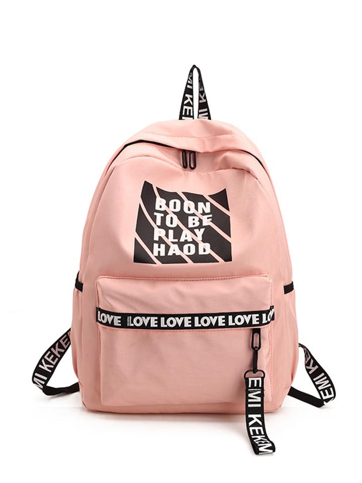 Shein Letter Print Zip Pocket Backpack