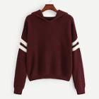 Shein Varsity Striped Sleeve Hooded Sweater