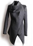 Rosewe Attractive Turndown Collar Long Sleeve Grey Coat For Woman