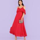 Shein Ruffle Trim Strappy Cami Maxi Dress