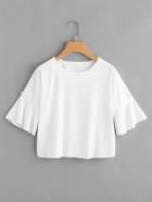 Shein Bell Sleeve Tee With Faux Pearl Detail