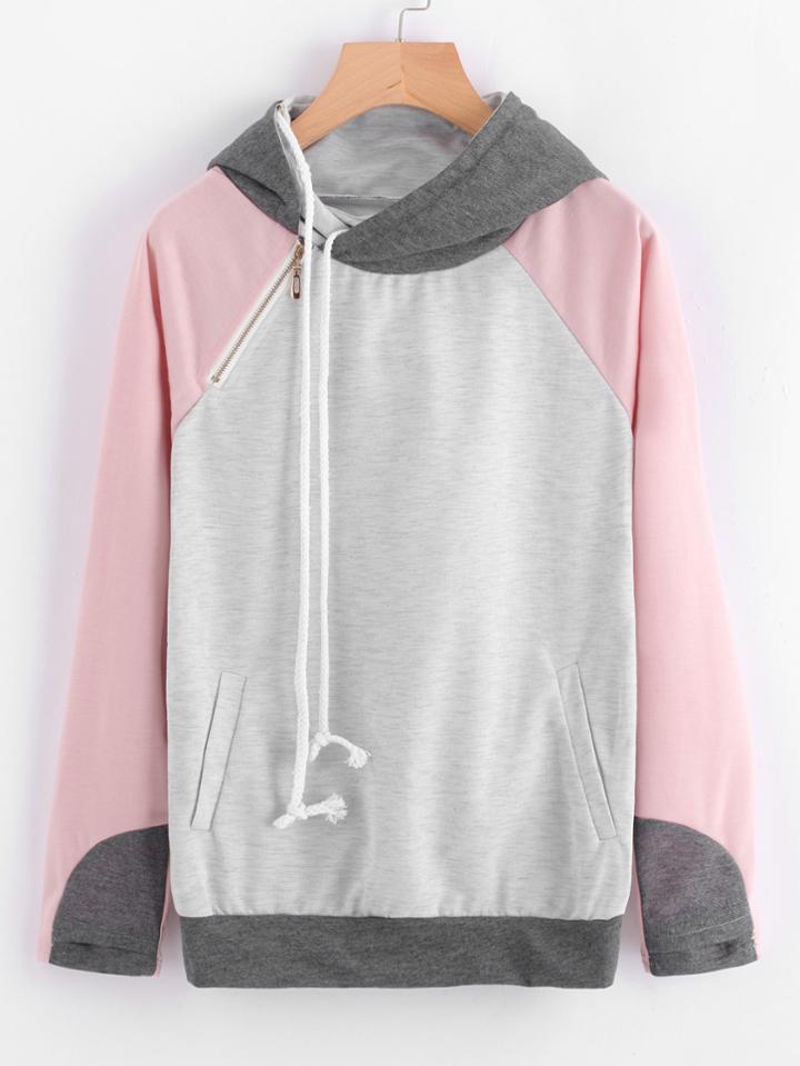 Shein Contrast Raglan Sleeve Hoodie