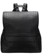 Shein Black Croco Style Pu Backpack
