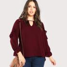 Shein Plus Ruffle Accent Keyhole Neck Top