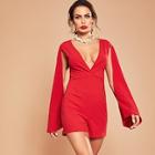 Shein Plunging Neck Cape Sleeve Romper
