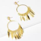 Shein Fringe Detail Hoop Drop Earrings
