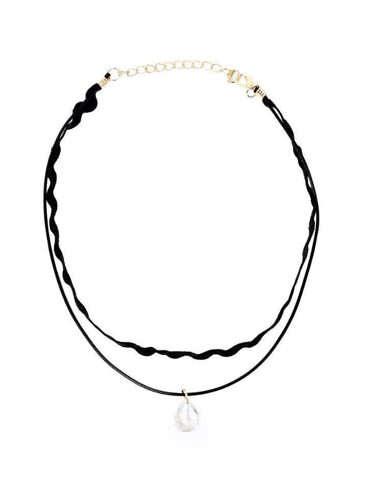 Shein Crystal Pendant Lace Ribbon Vintage Choker Necklace