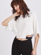 Shein White Batwing Half Sleeve Crop Top