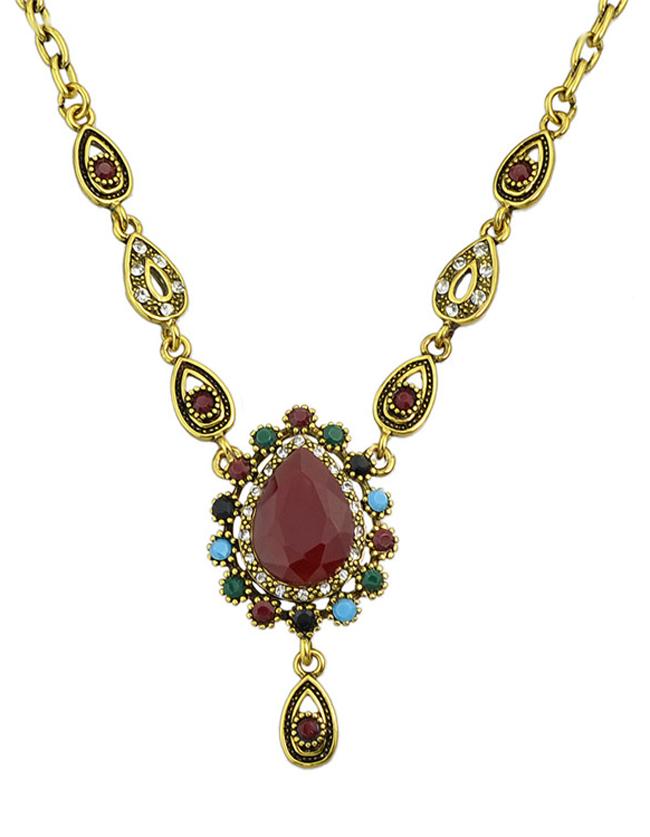 Shein Gemstone Pendant Women Necklace