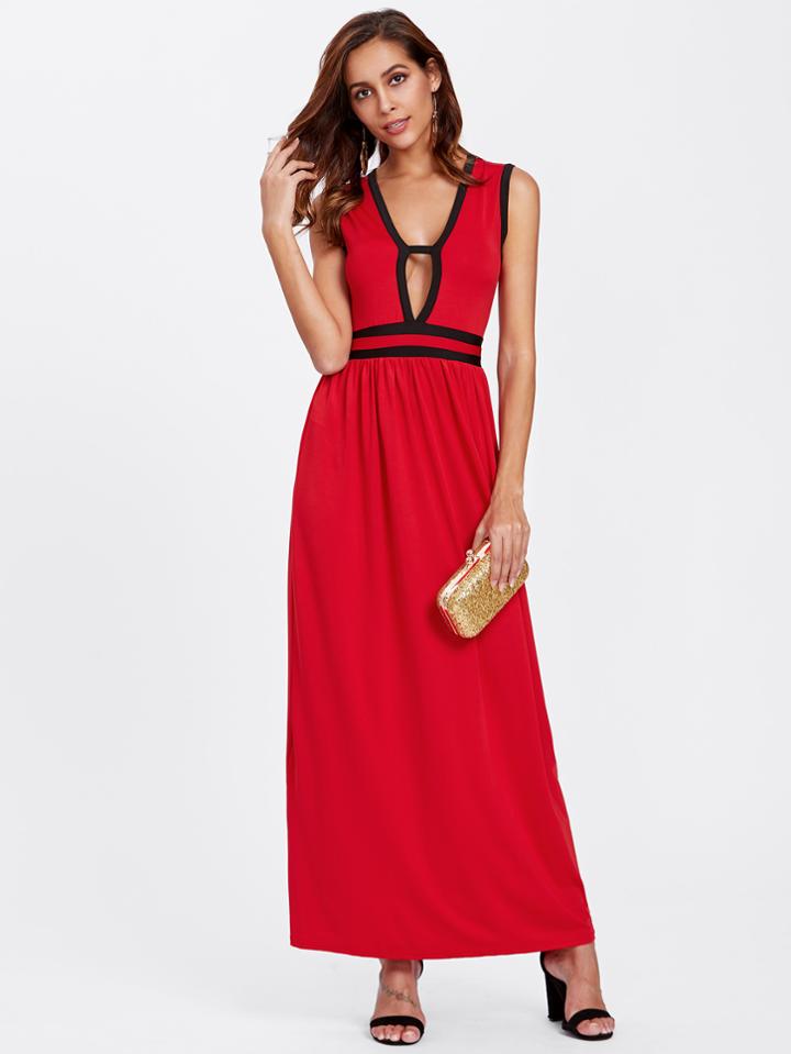 Shein Cut Out Front Contrast Binding Dress