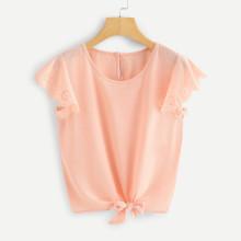 Shein Knot Front Hollow Detail Blouse