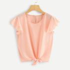 Shein Knot Front Hollow Detail Blouse