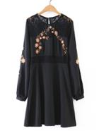 Shein Contrast Lace Flower Embroidery Dress
